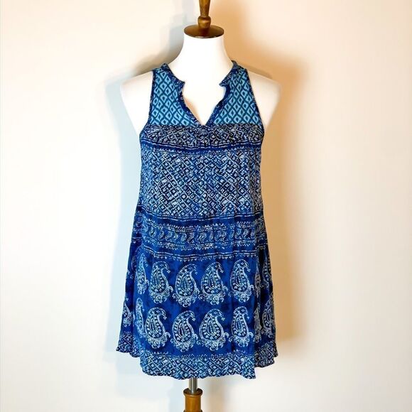 Blue peasant style cute tunic top - Picture 2 of 6